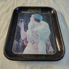 Vintage 1973 Coca Cola Metal Tray ~ 1920's Flapper Girl Advertisement Tin ~ Used picture