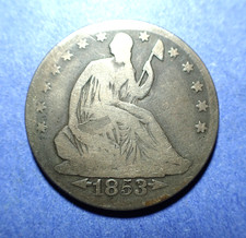 1853-O Arrows & Rays Seated Liberty Half Dollar  G/VG picture