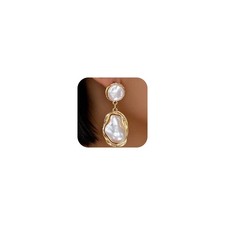 Baroque Pearl Dangle Earrings for Women Dainty Vintage Irregular gold B picture