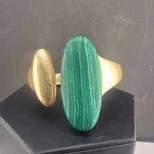 Vintage RLM SOHO Bangle Bracelet Green Gold Tone Bypass Hinge 6.25 picture