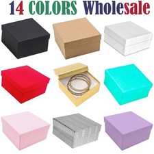 BULK 3.9x3.9x2 Cardboard #34 JEWELRY GIFT BOXES Cotton Fill Kraft Paper Shipping picture