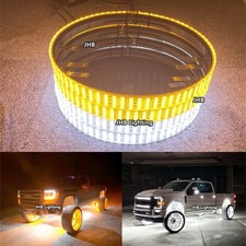 Set (4) 17.5''5ROWS Amber White Switchback Turn Signal LED Wheel Ring Rim Lights picture