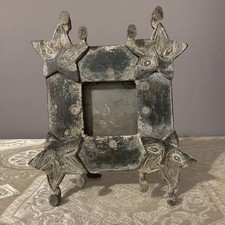 Vtg Heavy (Possibly Cast Iron) Hecho in Mexico Unique Folk Art Picture Frame  picture
