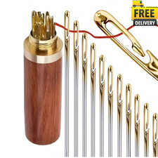 12Pcs Self Threading Sewing Needles Stainless Steel Hand Stitching Darning picture