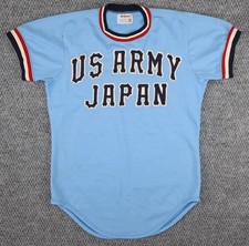 Vintage 1960s Wilson US Army Japan Baseball Jersey Chain Stitch Size 38 USA picture