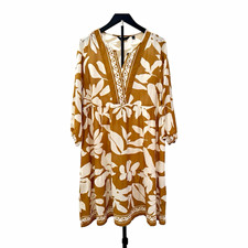 Mlle Gabrielle Women's Floral V-Neck 3/4 Sleeve Rayon Tiered Dress Size L picture