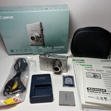 Canon Power Shot SD450 Digital Elph Complete Box Battery SD Card Charger Tested picture