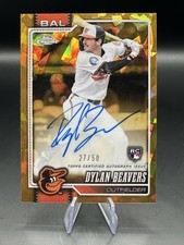 2026 Topps Chrome Sapphire Dylan Beavers Orioles Gold Rookie Auto /50 picture
