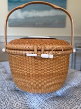 Vintage Martin Brown Nantucket Basket Purse with original artists' bios picture