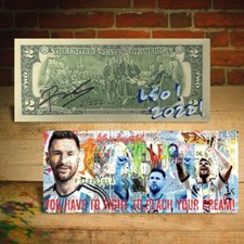 LIONEL MESSI Pop Art Genuine $2 Bill Signed by Rency - Leo Limited S/N of 222 picture
