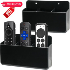 kulusion 3 Slot Remote Control Holder Wall TV Holder, Black& 2PCS picture