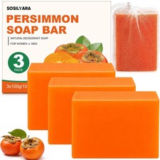 3 Pcs 100g Persimmon Soap Bar for Old People Smell | Natural Refreshing Body Cle picture