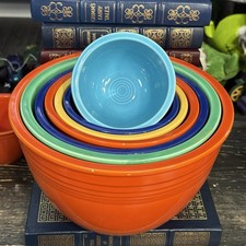 Vintage Fiesta Mixing Bowls Complete Set #1-7 Inside Rings Turquoise #1 1930s picture