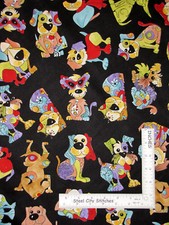 Loralie Joy Dog Dogs Black Fabric 2 Pc Lot (each 18