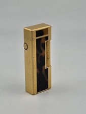 Rare Dunhill Square Lacquer Marble Roller Gas Lighter Gold Brown Swiss Made. picture