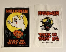 Lot of 37 Vintage 1980s Plastic Halloween Trick or Treat Bags Ghost Witch Design picture