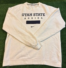 Utah State Aggies sweatshirt mens large white blue nike crewneck fleece football picture