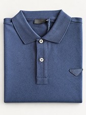 PRADA New With Tags Men's Navy Cotton Pique Short Sleeve Polo Shirt Large picture