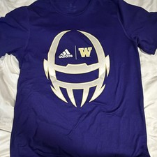 Adidas Washington Huskies (Helmet Logo) Purple Men’s Medium Tee picture