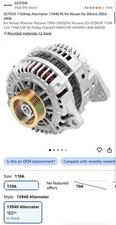 Alternator 110A Nissan Altima Maxima Murano 2002-2007 Replacement 13940 23100 picture