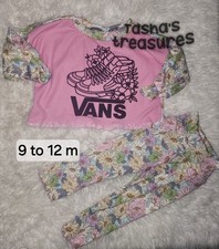Vans Baby 9 To 12 Months 2 Piece Pants Set Dainty Floral Handmade Boho Pants Top picture