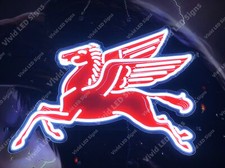Mobilgas Pegasus Gas Oil Gasoline Vivid LED Neon Sign Light Lamp With Dimmer 24