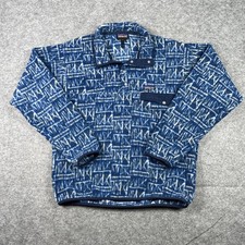 Patagonia Synchilla Fleece Pullover Sweater Mens M Blue Aztec Geometric Snap-T picture