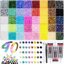 50000+pcs Rhinestones For Bedazzling Kit 3mm Gems Bedazzler Set | 40 Colors Flat picture
