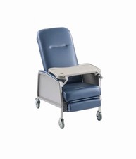VEVOR 3-Position Geri Chair Recliner Blue w/ Tray & Casters D574-BR Open Box picture