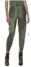 Alice + Olivia 'Tribeca' Green Patchwork Cargo Jogger Pants Size M picture