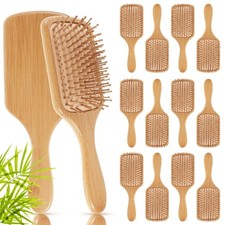 Tessco for you 12 Pcs Bamboo Hair Brushes Bulk Blank Wooden Paddle Brush Natural picture