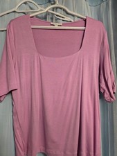 Ophelia Roe Women’s Mauve Pink Ruched Sleeve Top Size XL picture