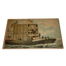 Antique Trade Card Jumbo Elephant Ship Mrs C Obertop Keokuk Iowa Toys Candy picture