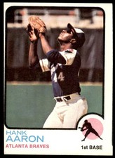 1973 Topps #100  HANK AARON  Atlanta Braves  EX (Miscut) picture
