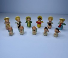 Vintage Sevi Italy Wooden Angel Orchestra Choir Musicians Miniature Set of 11 picture