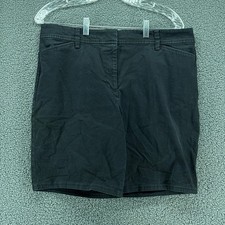 Talbots Perfect Shorts Womens 12 Black Twill Slash Pockets Inseam 8.5