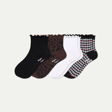 NWT | BOMBAS | Women's Ruffle Rib Quarter Sock 4-Pack | All Colors + Sizes picture