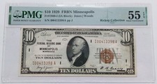 1929 $10 Minneapolis FRBN Fr 1860-I PMG 55 EPQ AU, Rickey Collection,Jones Woods picture