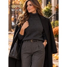 Talbots 100% Wool Turtleneck Sweater Charcoal Gray Made in Italy Size Large picture