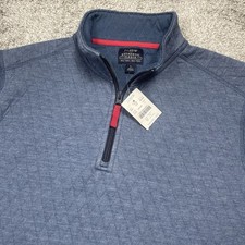NEW J Crew Factory Ffeece Quilted Diamond Half-Zip Men's Union Blue Pullover  picture