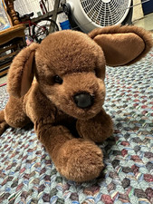 Vintage Douglas Cuddle Toys Cocoa Chocolate Lab Dog Plush Pink Tag Pellets 12” picture