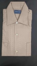 Vintage Career Club Diamond Pattern Brown Shirt Short Sleeve Size 14 S 14½ NOS picture
