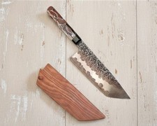 Handmade Hammered High Carbon Steel Kiritsuke Chef Knife Japanese Bunka Wood Say picture