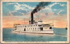 C&O Ferry Boat Newport News Norfolk VA 1919 Postcard Louis Kaufmann picture