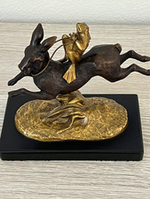 Art Déco Brass and Bronze Hare and Frog Statue Alphonse Alexandre Arson picture