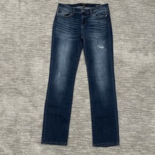 Judy Blue Jeans Womens 11/30 Blue Straight Mid Rise Distressed Denim JB8277DK picture