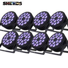 8Pcs SHEHDS Aluminum Alloy LED Flat Par 18X18W RGBWAUV Par Stage Lights DJ Disco picture