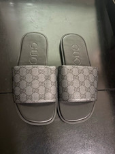 Gucci GG Supreme Men's Slide Sandals Black/Gray Logo Slip-On US Size 7 picture