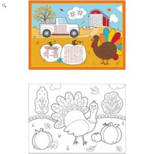 Thanksgiving Fall Fun Party Placemat Fun Kids Activity Kit 8 Ct 2 sided picture