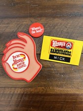 Vtg WENDY'S Employee Name Badge Lg Button Pin Lot Where’s The Beef? Kind People picture